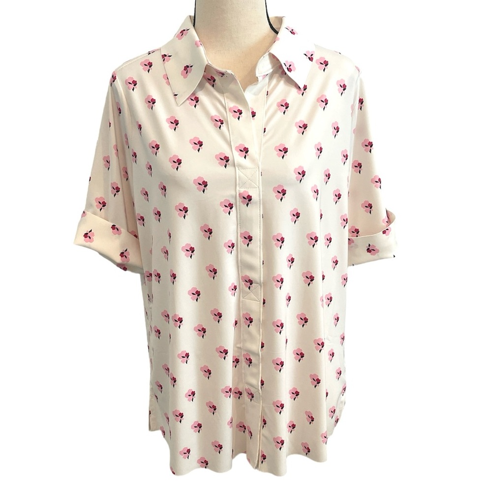 Belyn Key Cream and Pink Floral Button-Down Shirt